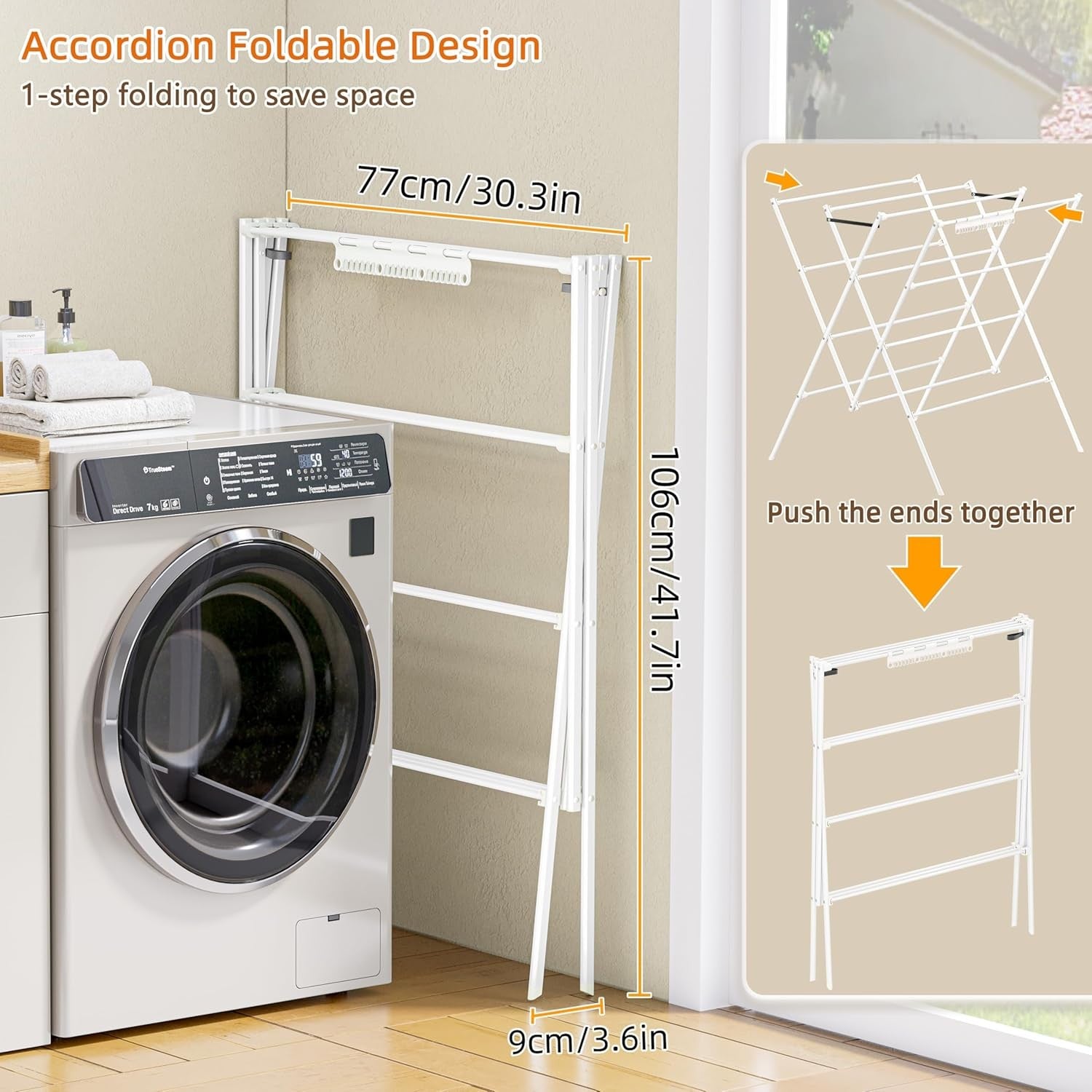 Folding Clothes Airer Laundry Drying Rack Sock Clips Space Saving