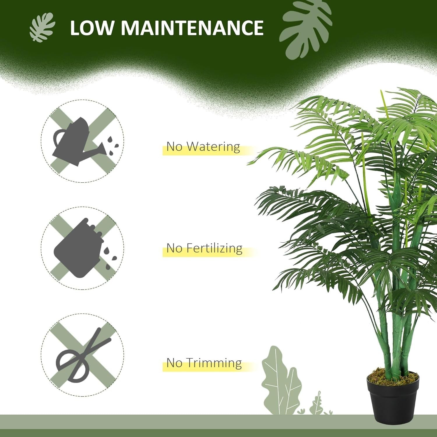 Set of 2 Artificial Palm Trees 125cm 4FT Faux Green Potted Home & Garden Decor