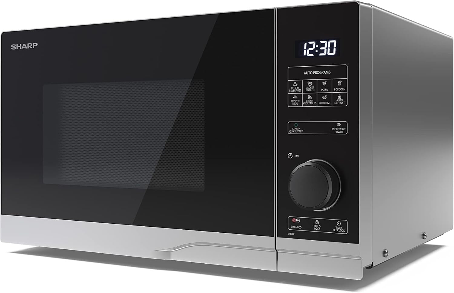 Silver 25L Digital Microwave 900W 10 Power Levels ECO Mode
