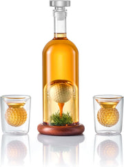Golf Ball Whiskey Decanter Set with Glasses – 850ml Liquor Dispenser Gift