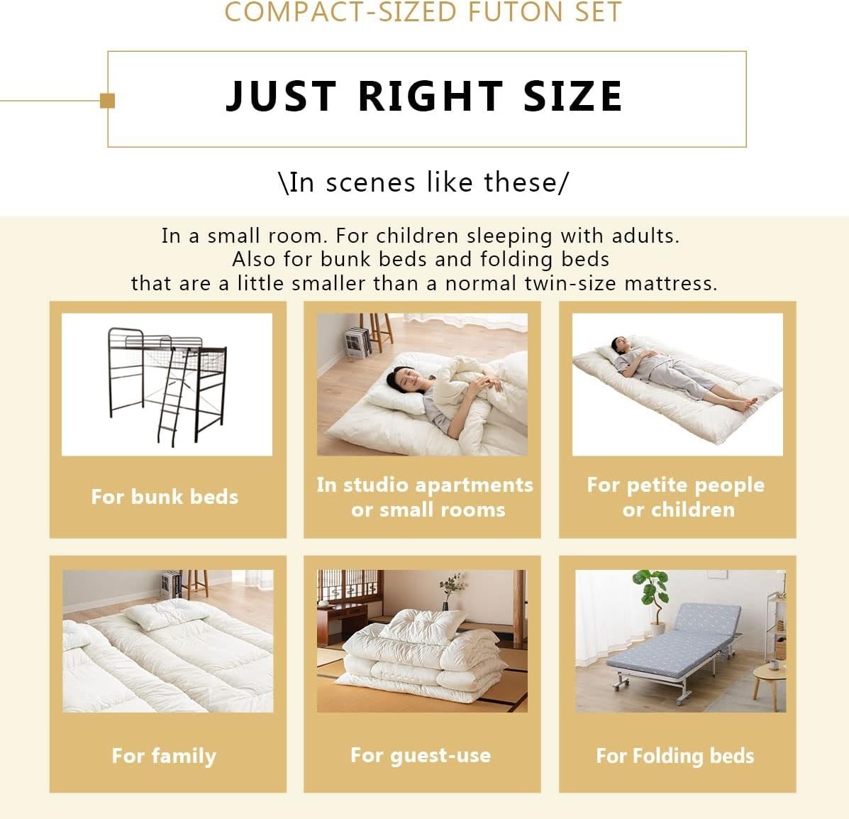Foldable Japanese Futon Mattress Set Single Tatami Guest Bed Compact