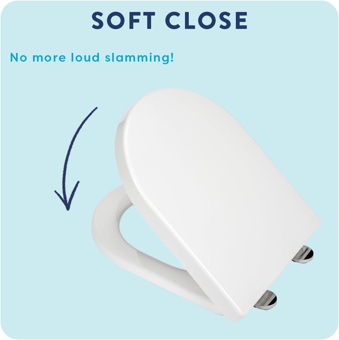 White Toilet Seat Soft Close Quick Release Antibacterial Durable D-Shape