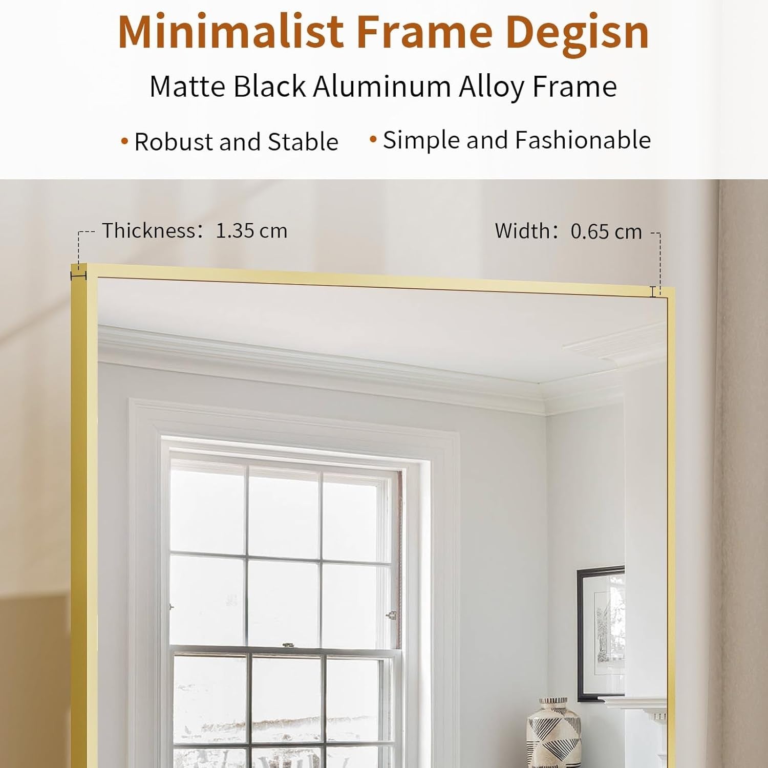 Full Length Floor Mirror 76x171cm Standing Leaning Wall Mount Gold Frame