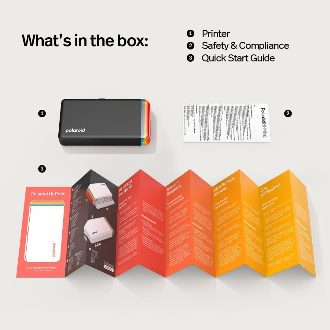Bluetooth Pocket Photo Printer Portable 2x3 Dye Sublimation Black