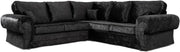 5 Seater Black Crushed Velvet Corner Sofa – L Shape, High Back, Reversible Cushi