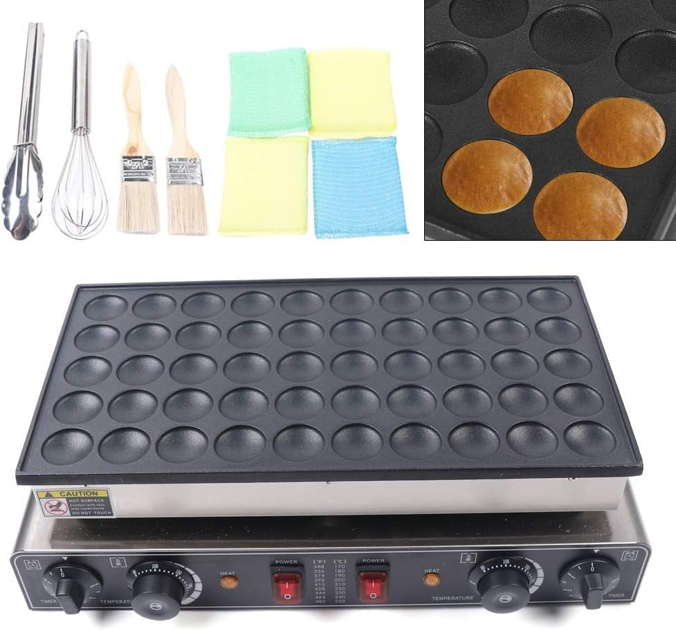 Electric Mini Dutch Pancake Maker 50PCS Non-Stick Waffle Iron 1700W Fast Heating