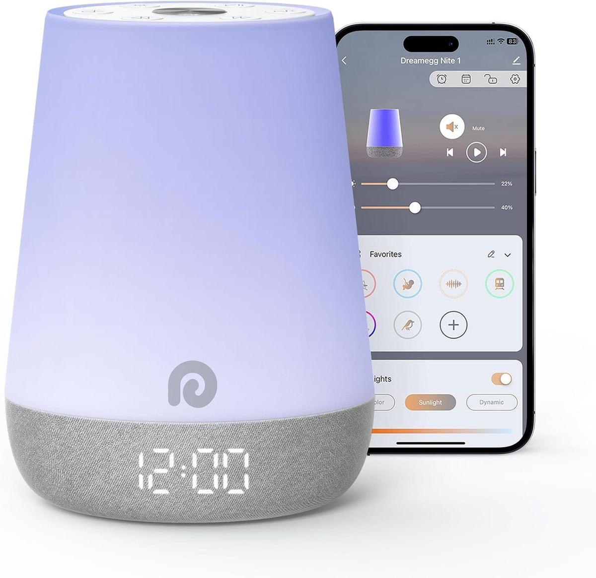 Baby Sleep Trainer Clock White Noise Machine with 34 Sounds & Nightlight