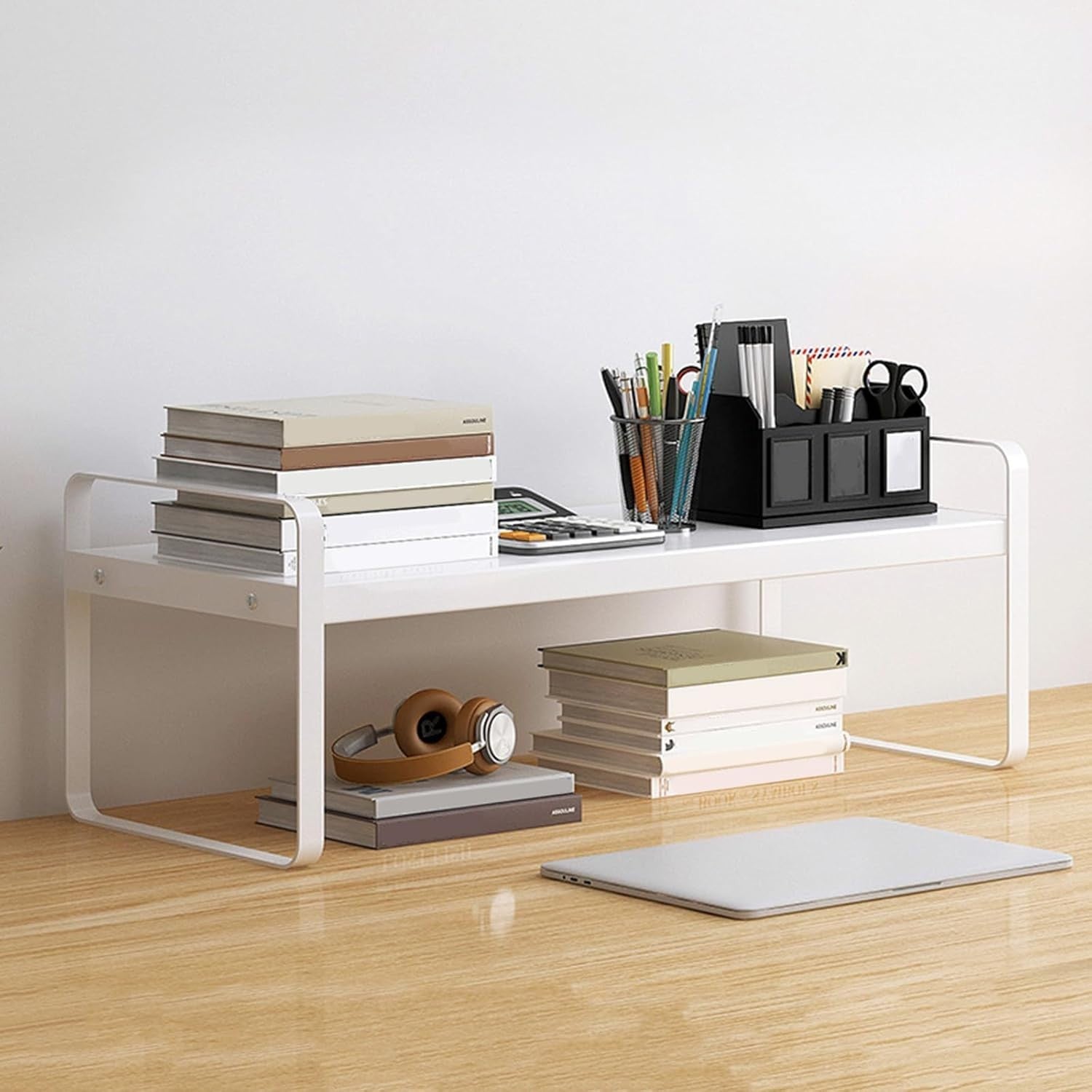 Stackable Desktop Organizer Metal Storage Shelf for Office & Kitchen