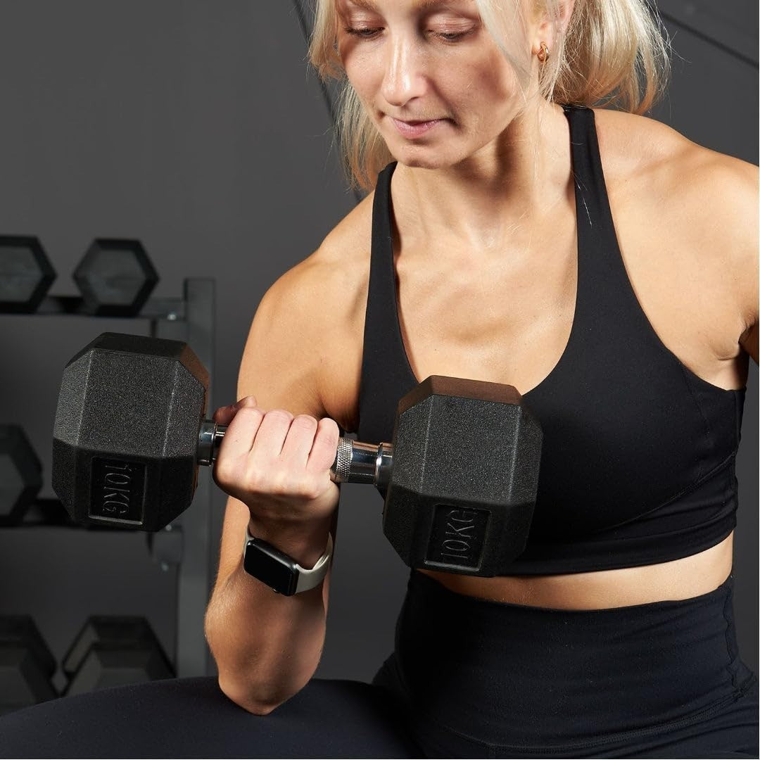 70kg Dumbbell Pair 2x35kg Rubber Hex Weights Commercial Home Gym