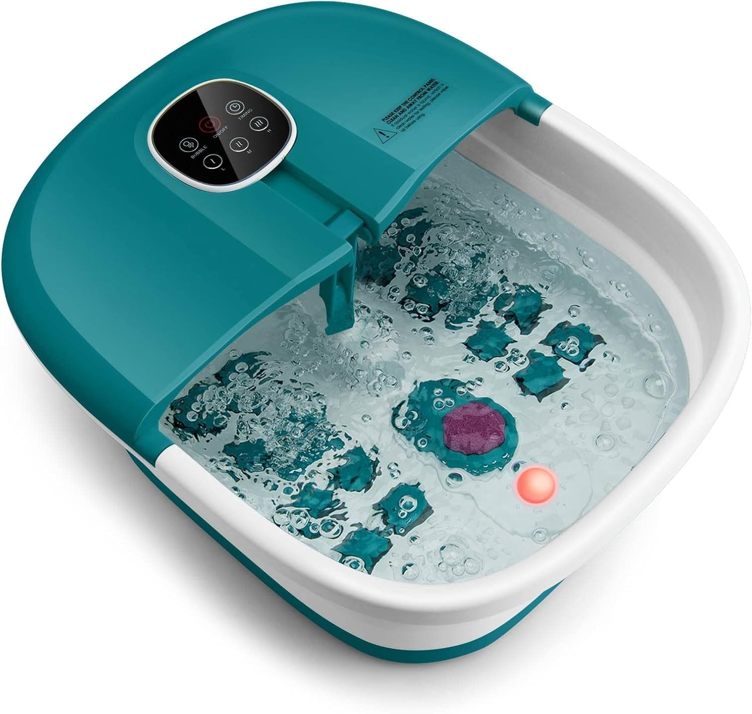 Folding Foot Spa Massager with Heat & Bubbles, Remote, Timer, Pedicure Tub