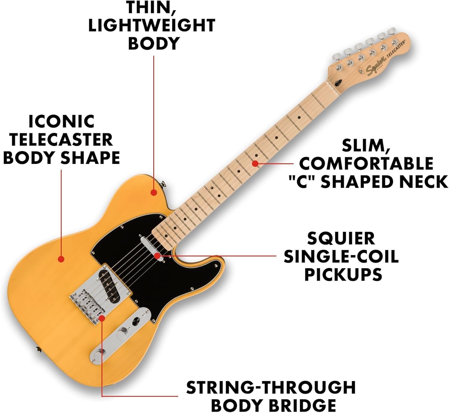 Tele Style Electric Guitar Maple Neck Butterscotch Blonde