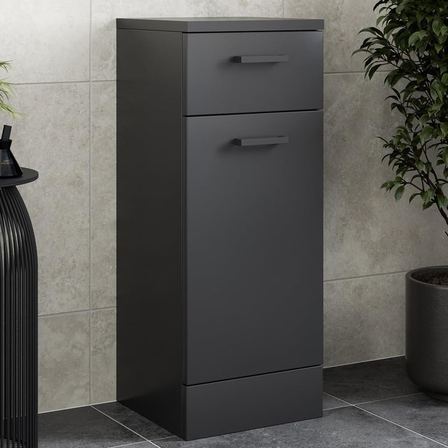 Black Slim Bathroom Laundry Cabinet with Drawer Soft Close Door Storage