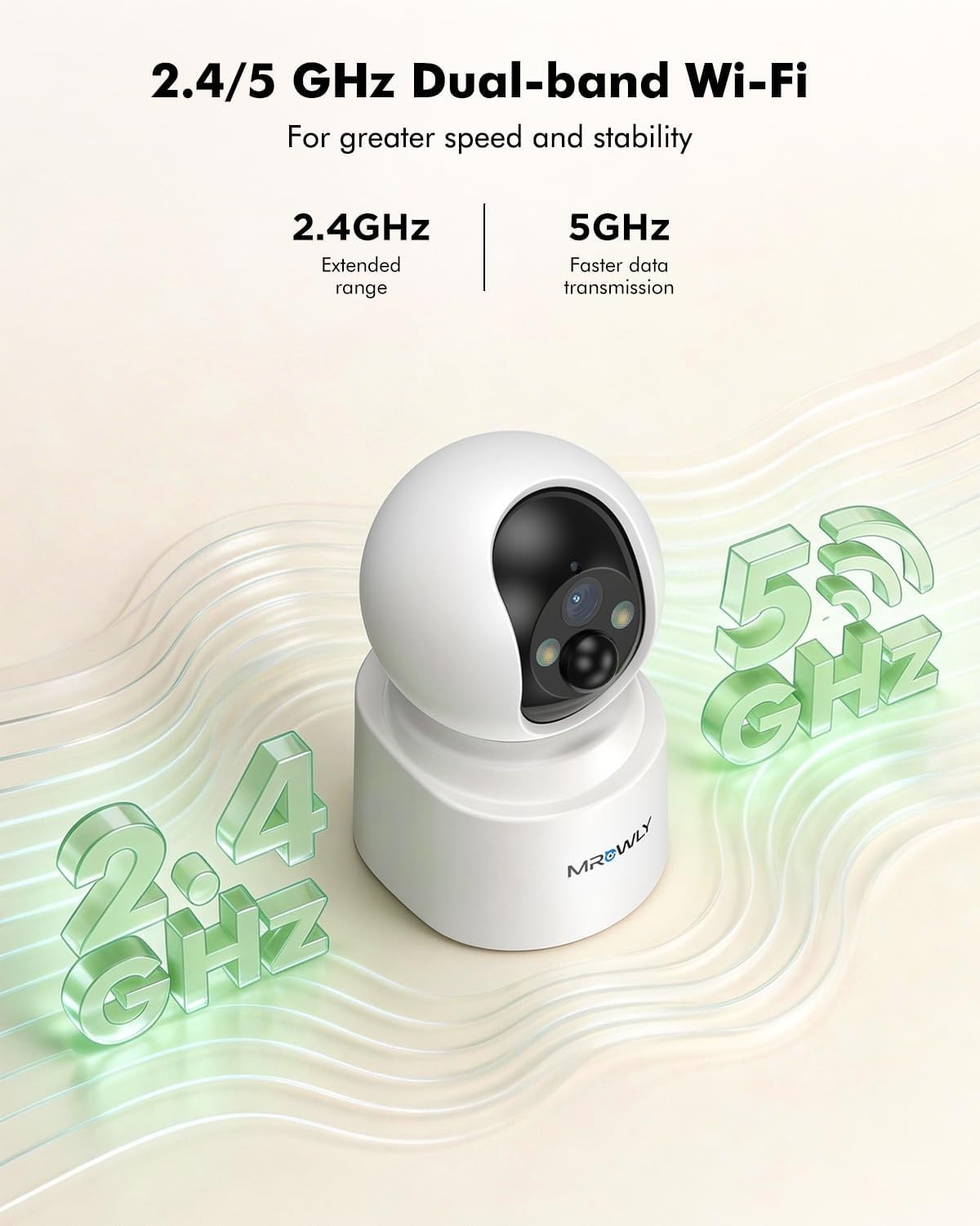 2.5K Battery Indoor Security Camera Wireless Pet Monitor 360° WiFi