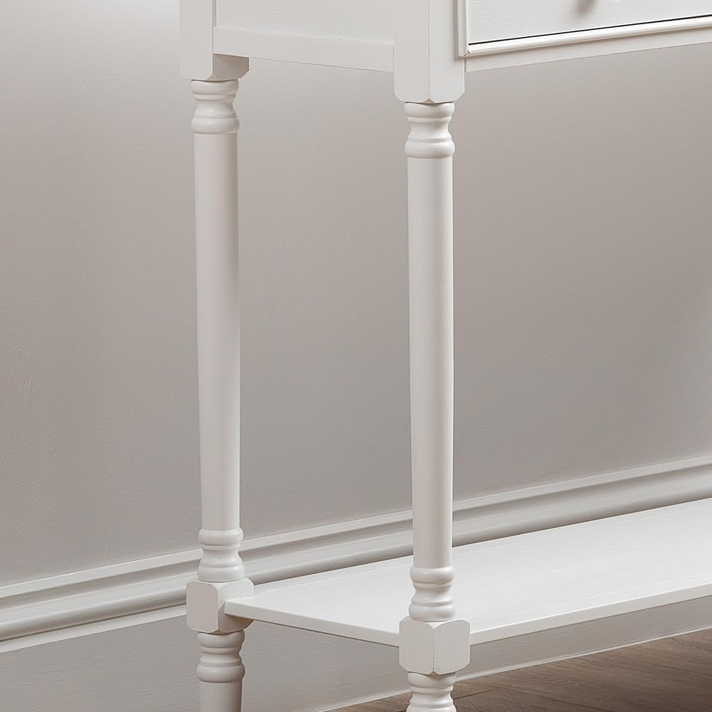 Slim White Console Table 3 Drawers Storage Shelf Narrow Hallway Furniture