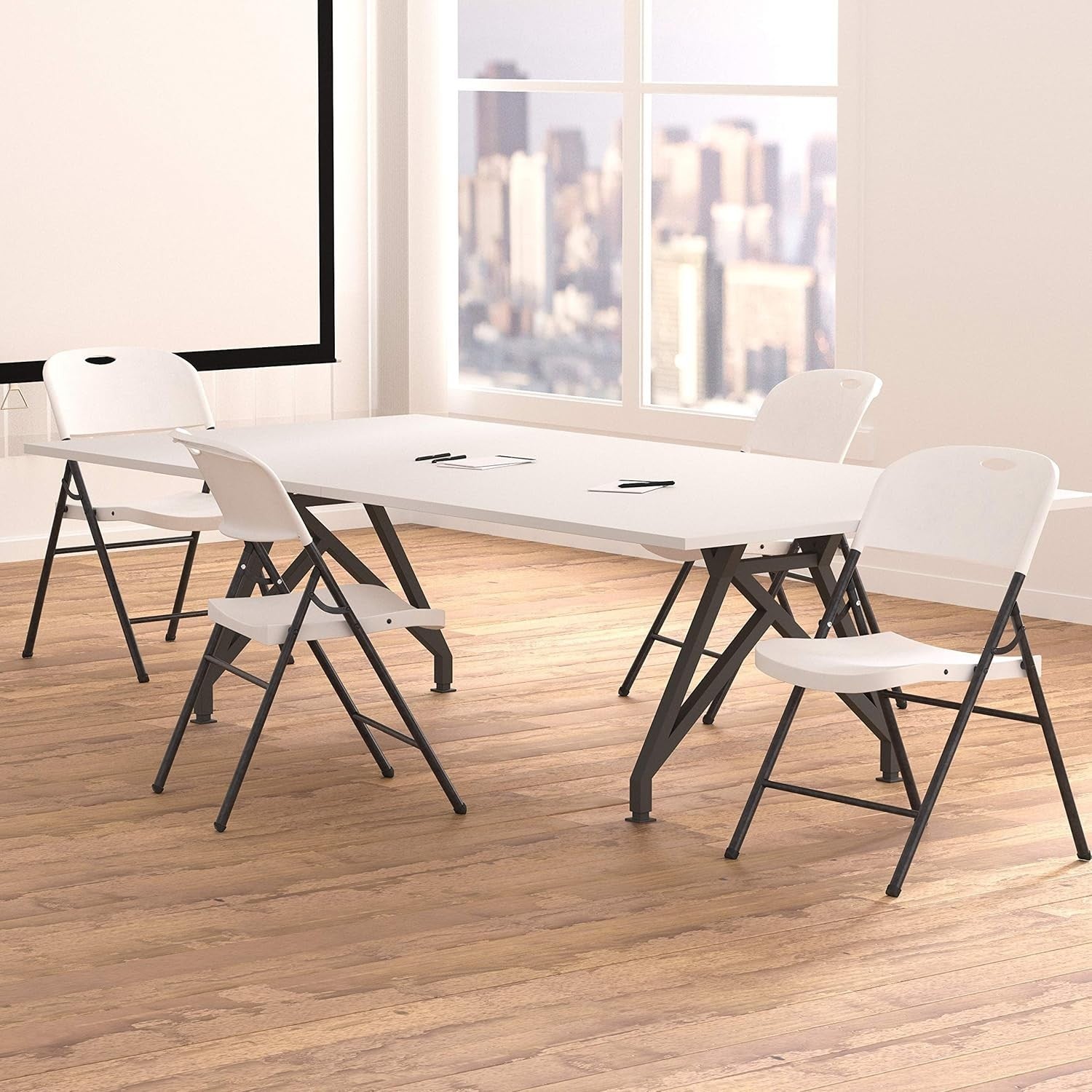 Set of 4 Folding Chairs Heavy Duty Indoor Outdoor 158kg