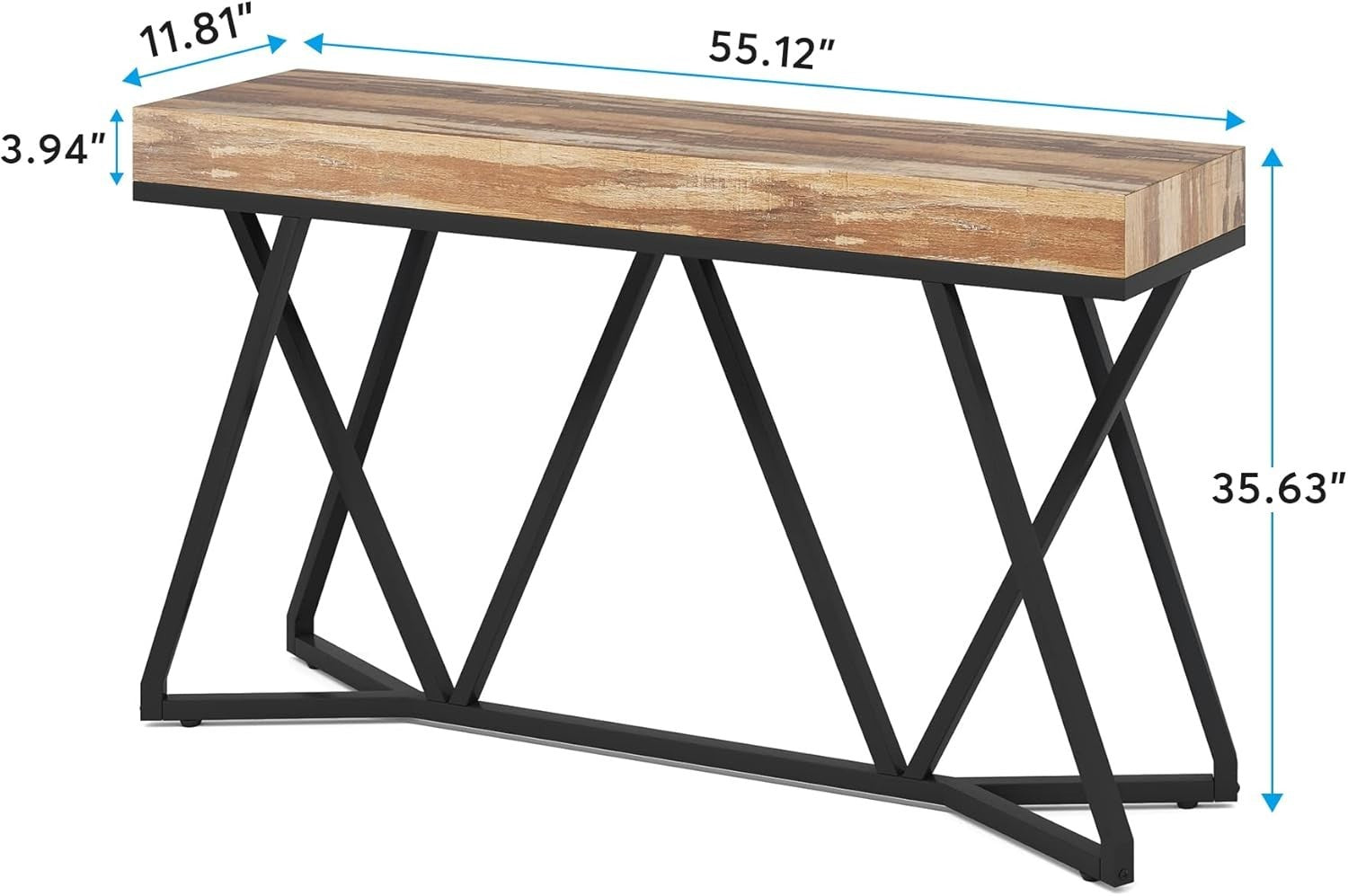 Stylish 55" Farmhouse Console Table with Metal Base – Sturdy & Versatile