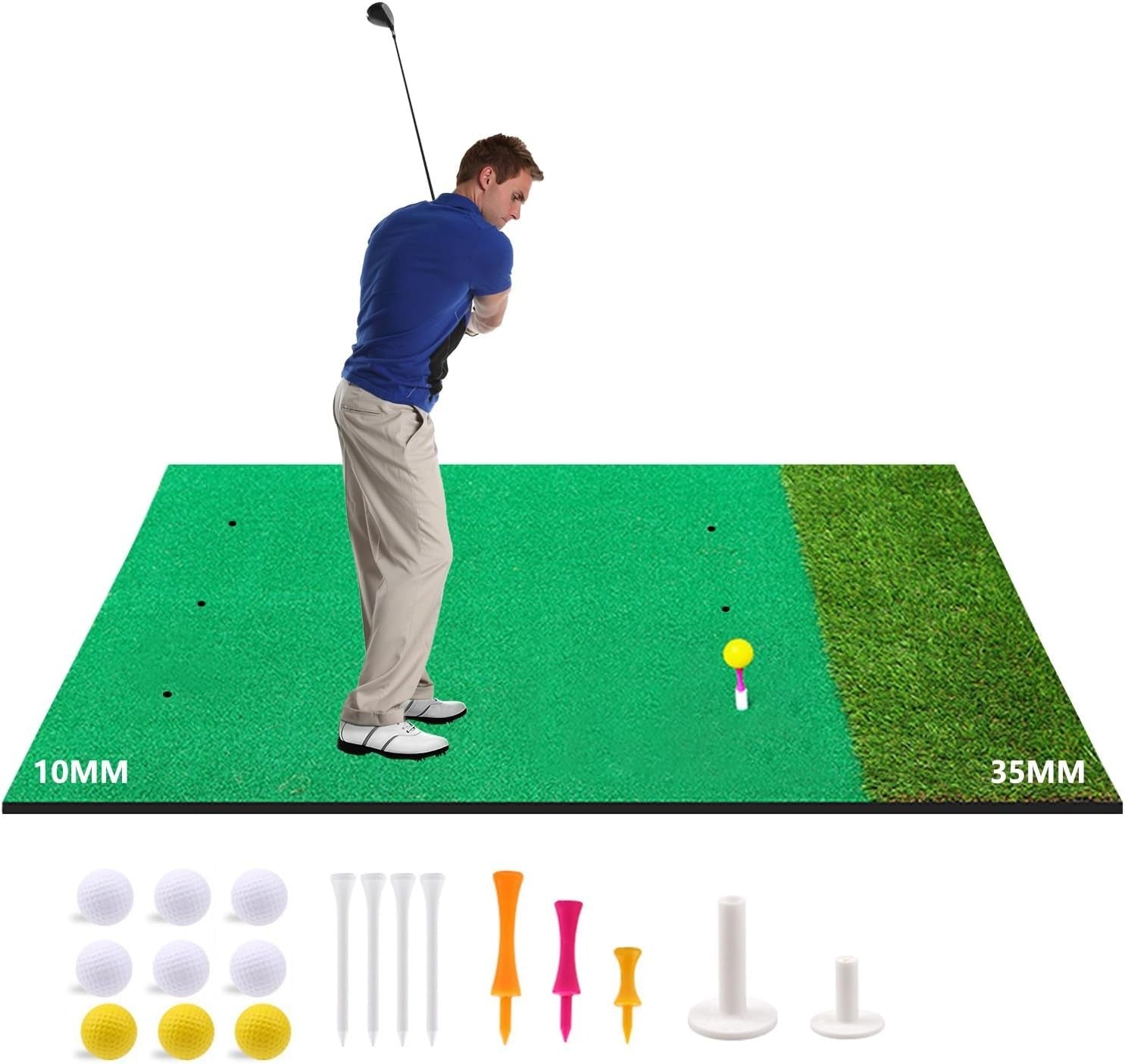 Golf Hitting Mat Practice Turf 5x4ft Indoor Outdoor Training Mat Set