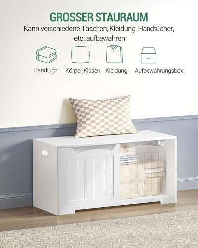 White Lift-Top Storage Bench with Shoe Organizer & Wooden Trunk