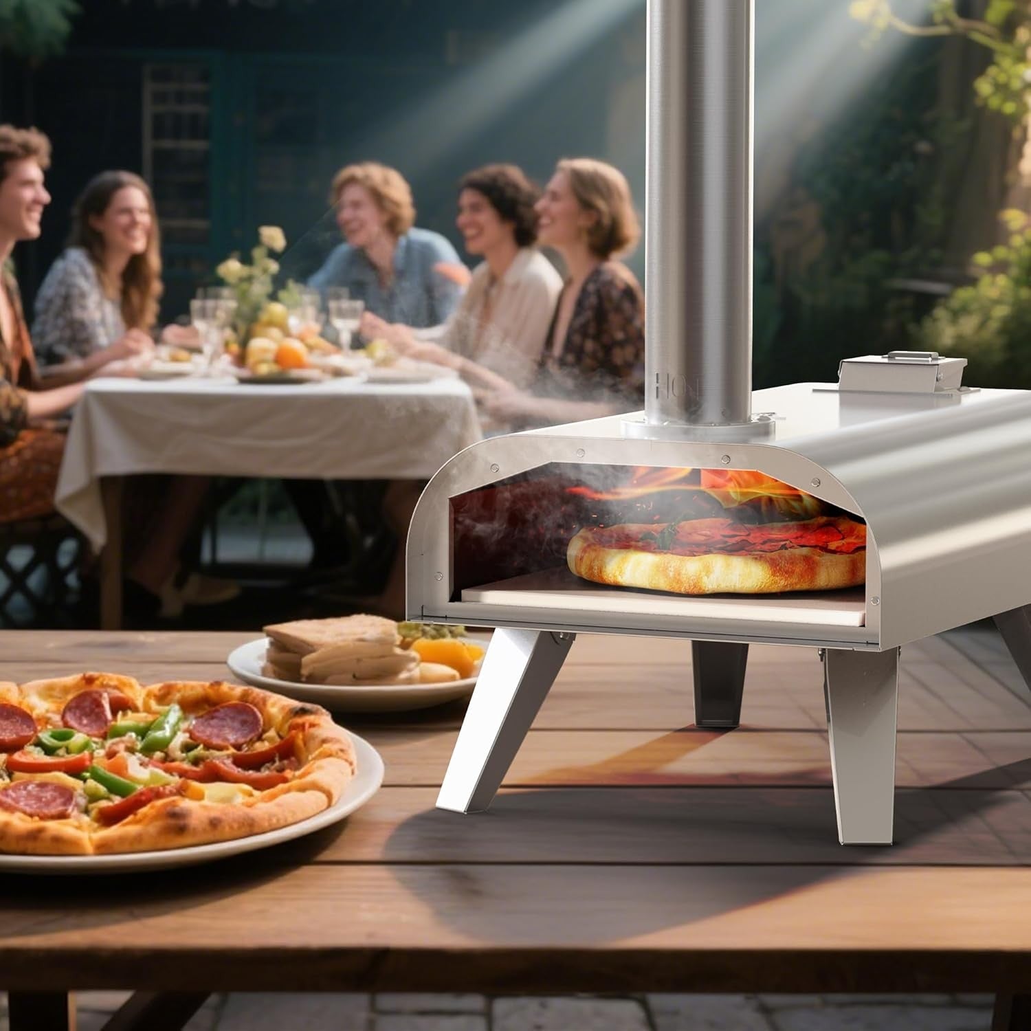 Stainless Steel Outdoor Pizza Oven | Portable Wood Pellet Pizza Maker BBQ