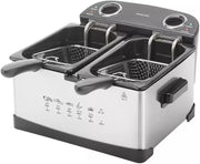 Twin Deep Fat Fryer 2400W Dual Compartment 5L Cool Zone Drain Basket
