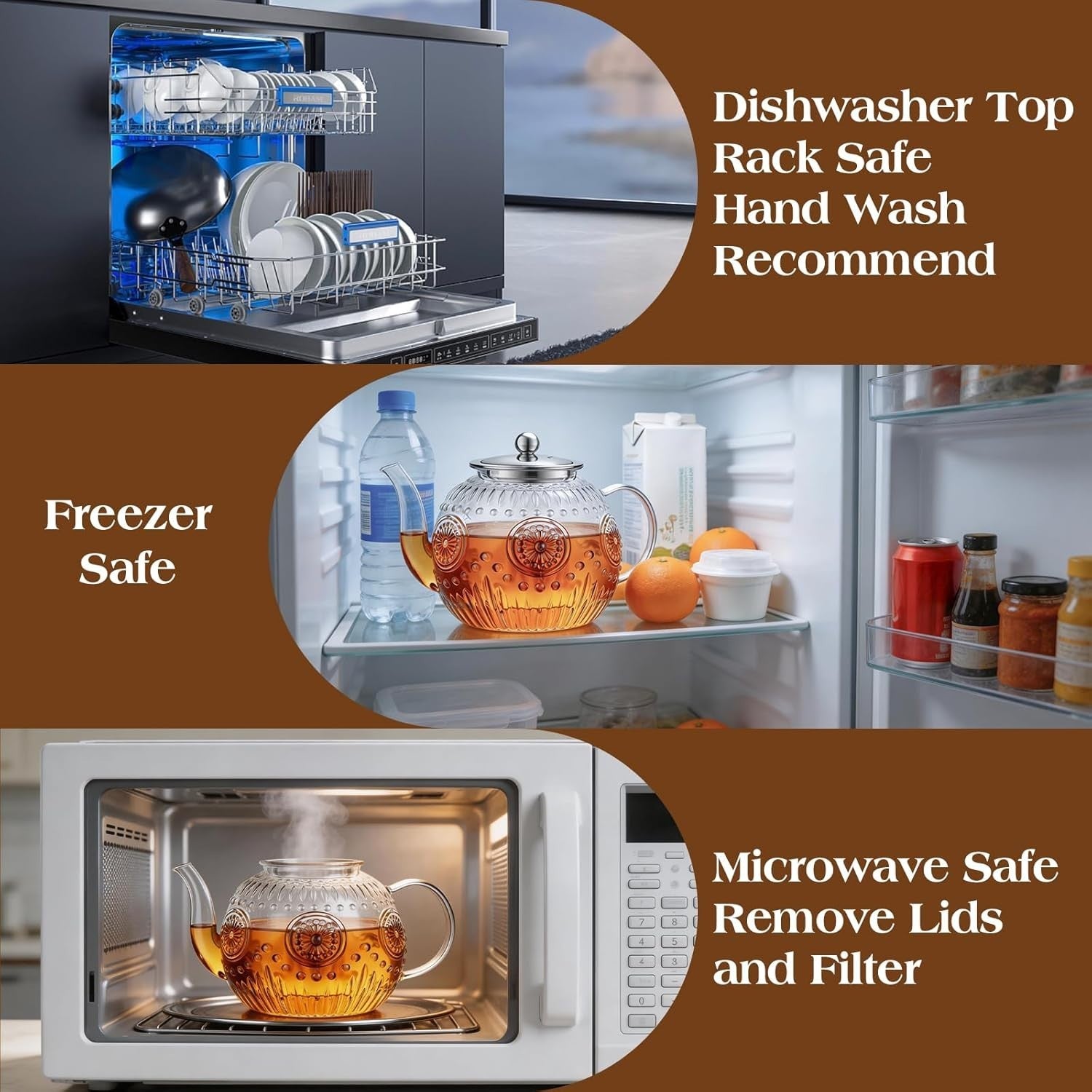 Glass Teapot 1200ml with Infuser Loose Leaf Tea Pot Stovetop Safe