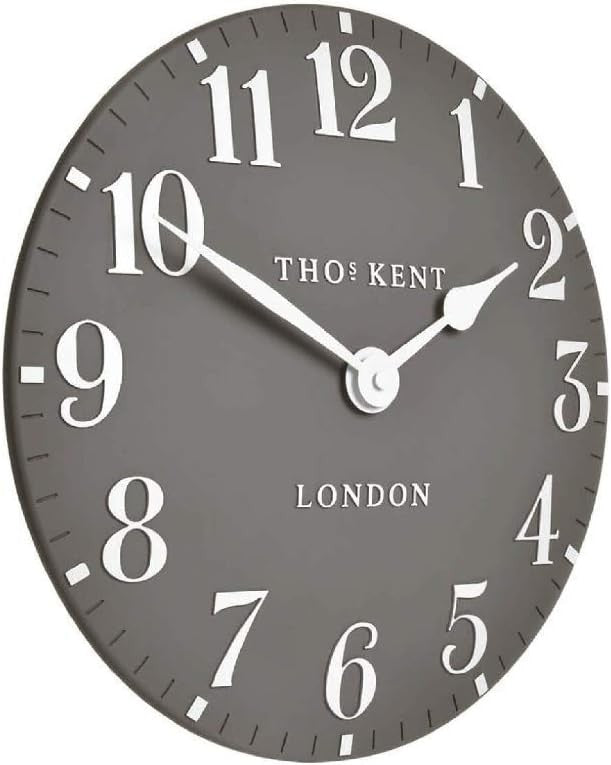 Grey 12" Wall Clock Arabic Numerals Classic Silent Battery Room Decor