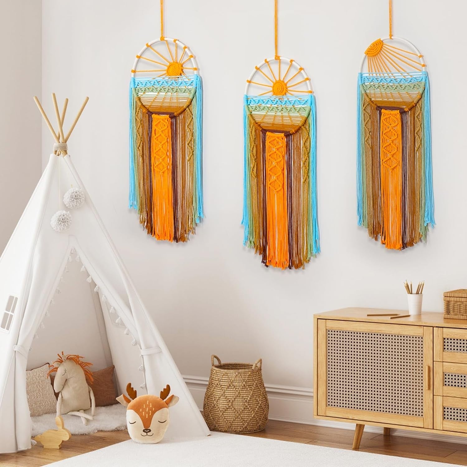 3PCS Sunset Macrame Wall Hanging Boho Tapestry Set