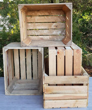 4 Pack Large Wooden Storage Crates Unfinished Boxes 50x40x30cm
