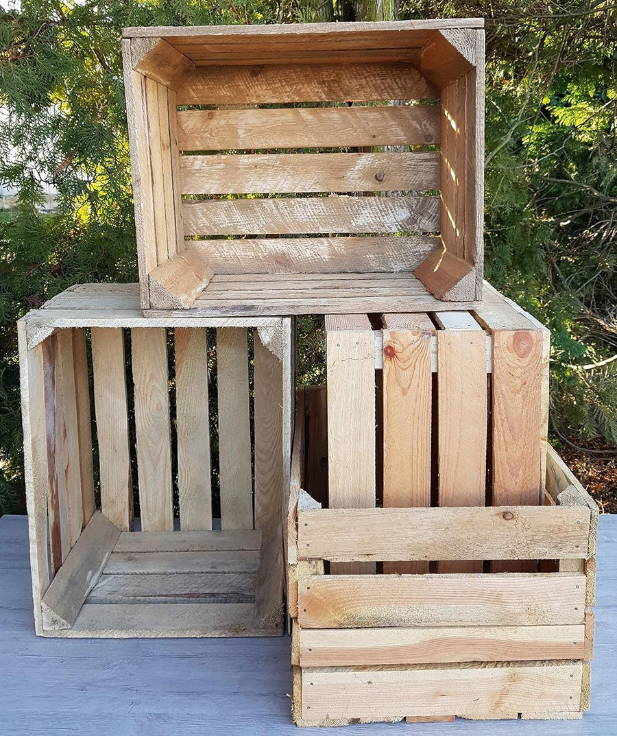4 Pack Large Wooden Storage Crates Unfinished Boxes 50x40x30cm