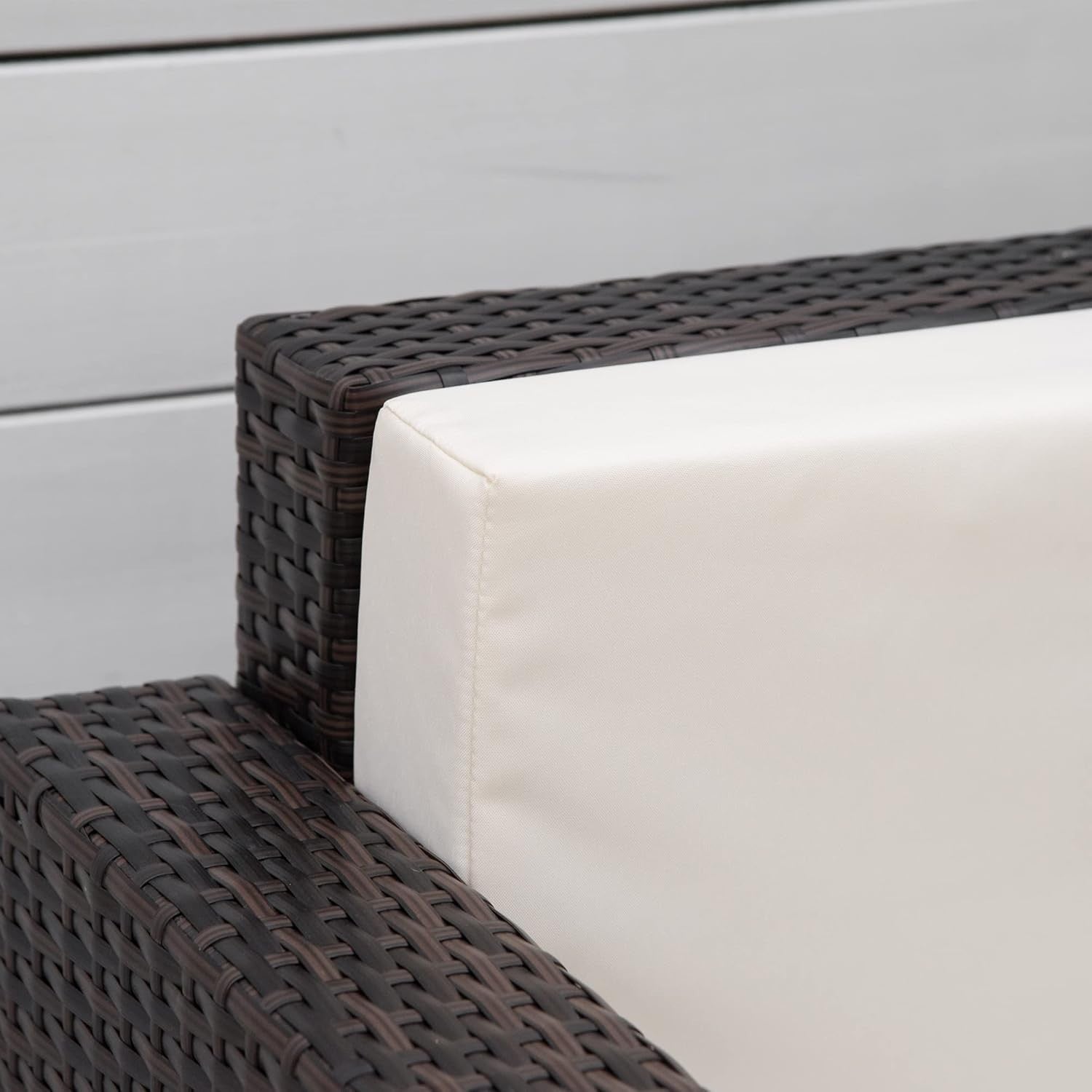 Rattan Garden Armchair with Cushion Brown Outdoor Patio Lounge Single Seater