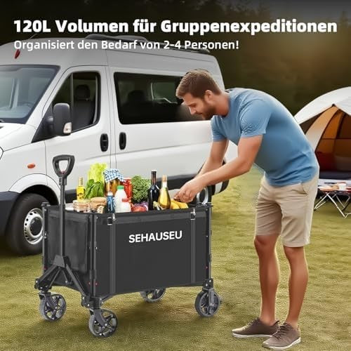 120L Folding Festival Trolley Wagon Cart With Brakes Outdoor Camping