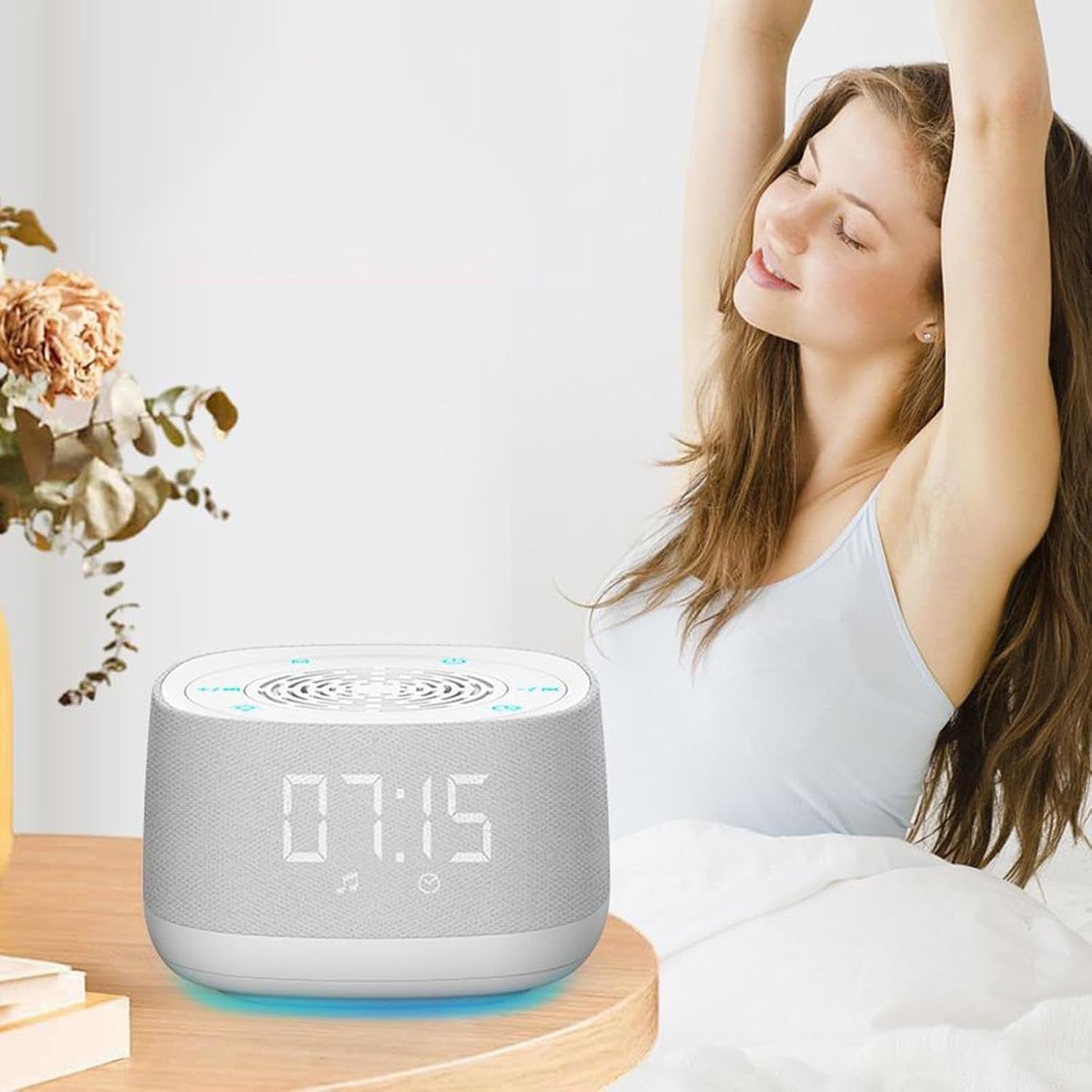 Wireless Sleep Sound Machine with White Noise & Night Light, White