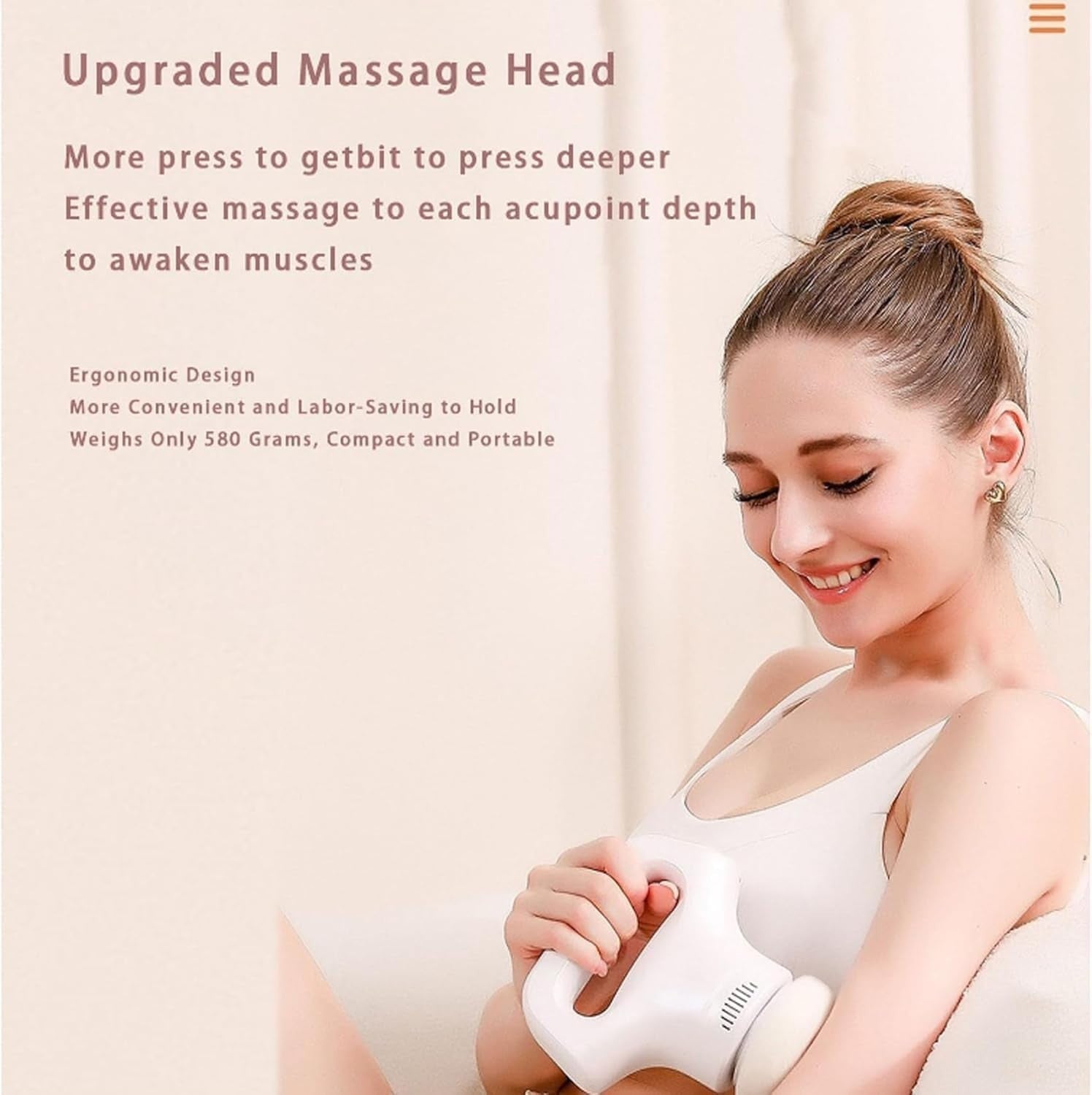 Deep Tissue Massage Gun Body Relief Percussion Massager Quiet 12 Speed White