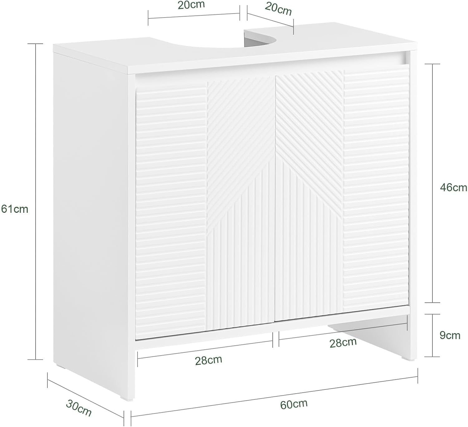 Slim White Under Sink Bathroom Cabinet – Adjustable Shelves Storage Unit