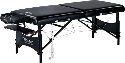 71cm Heated Portable Massage Table | Galaxy Spa Bed w/ Memory Foam Black