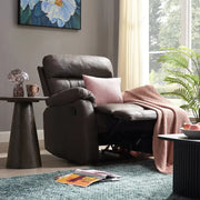 Brown Manual Recliner Armchair Air Leather Padded Sofa Chair Lounge