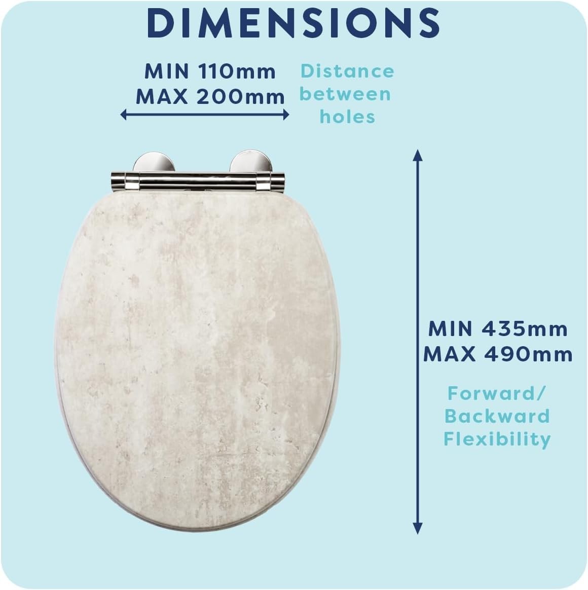 Pale Concrete Wooden Toilet Seat Soft Close Quick Release Antibacterial Durable