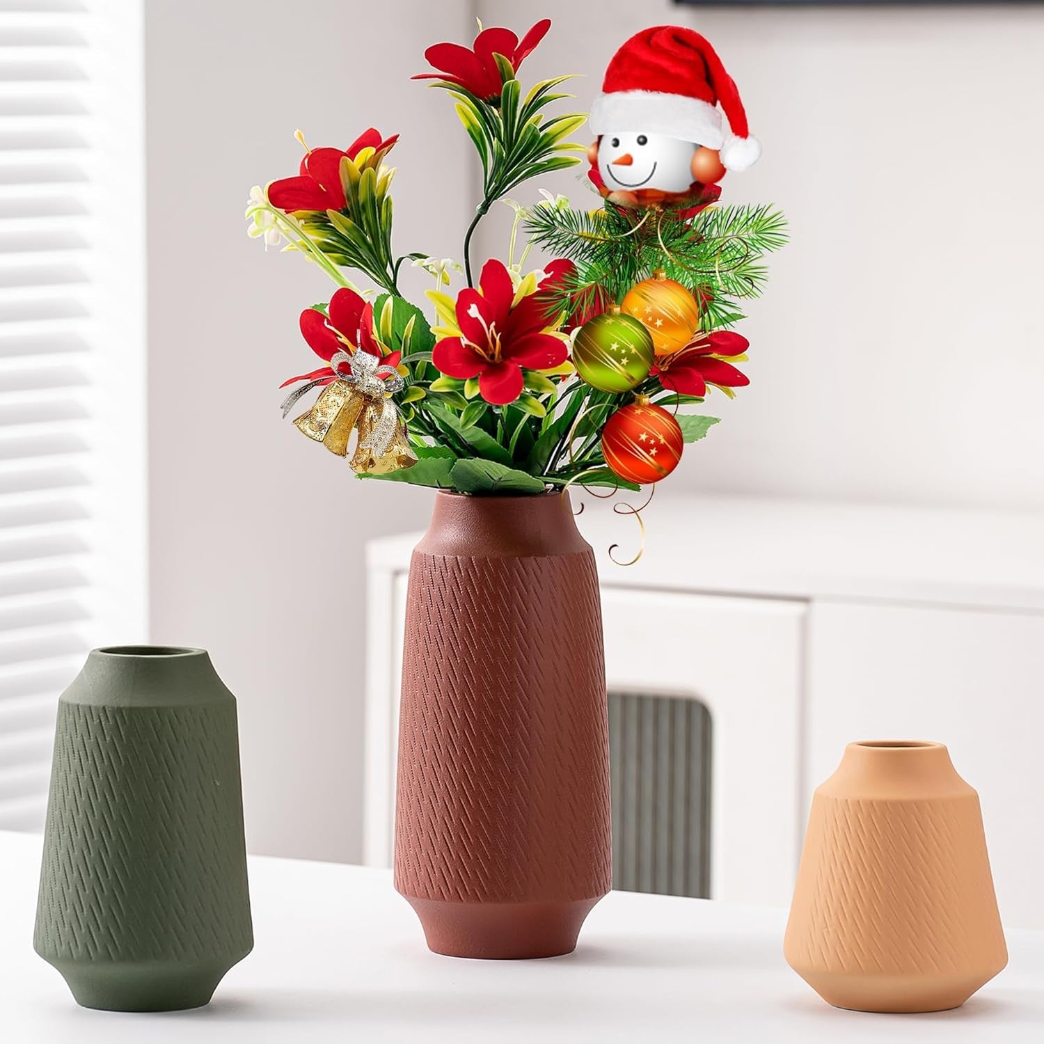Ceramic Vase Set of 3 Modern Colourful Flower Vases Home Decor