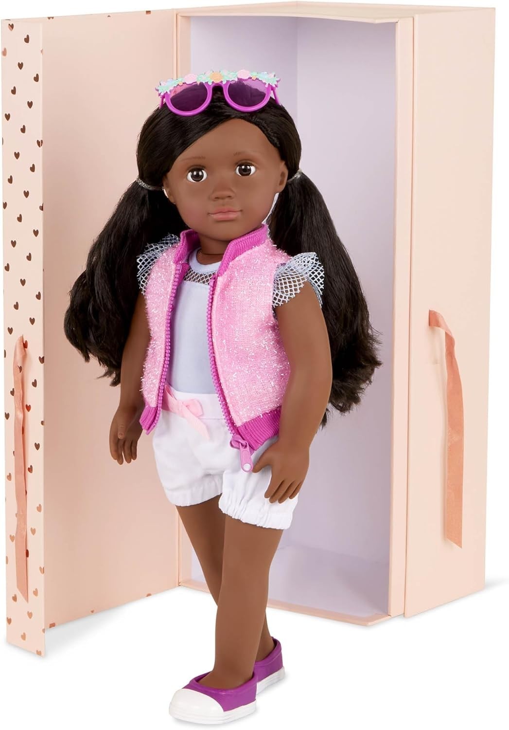 18-Inch Floral Fashion Starter Doll Brunette Hair 3 Outfits Gift Box