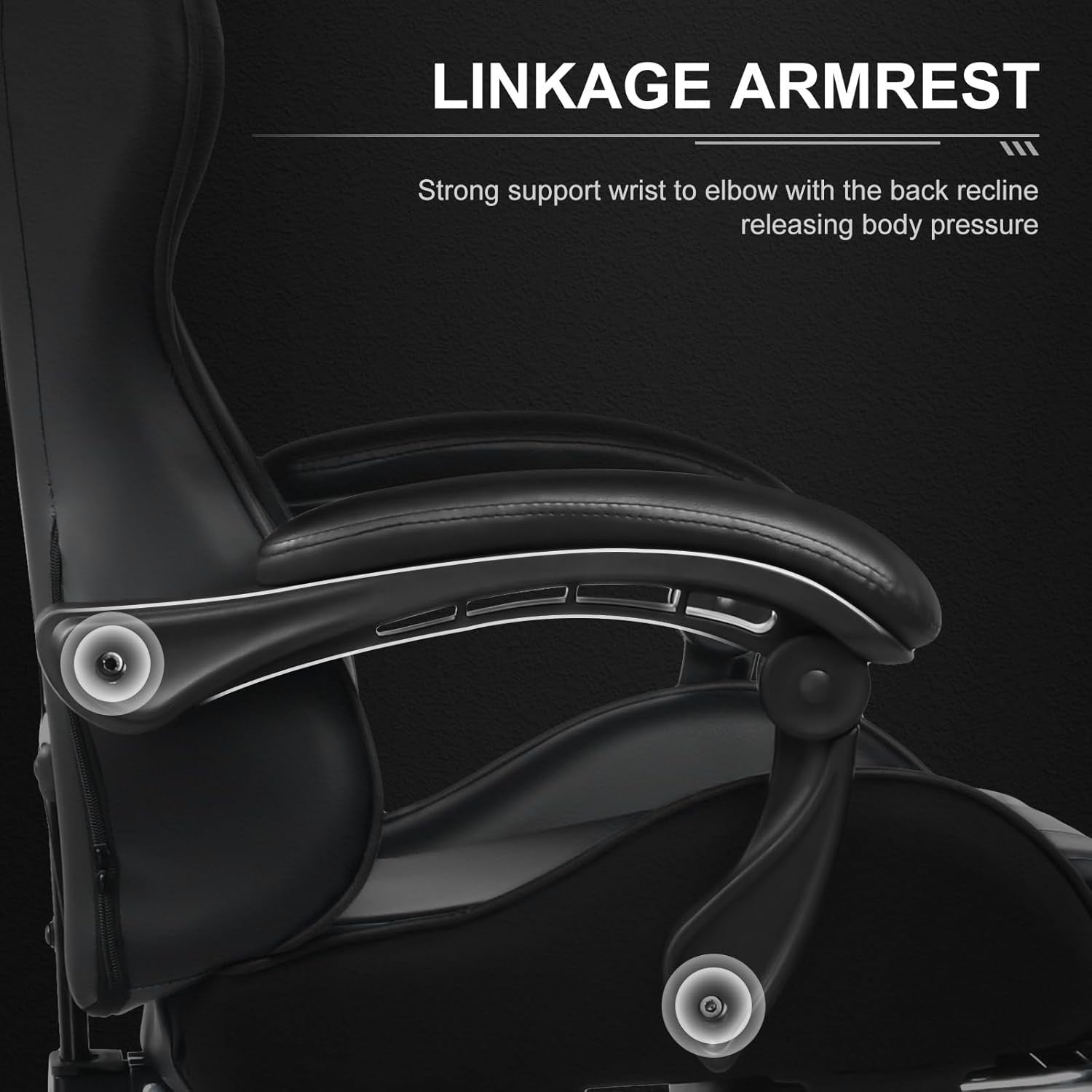 Gaming Chair PU Leather Desk Office Swivel Recliner Footrest Massager Lumbar Bla