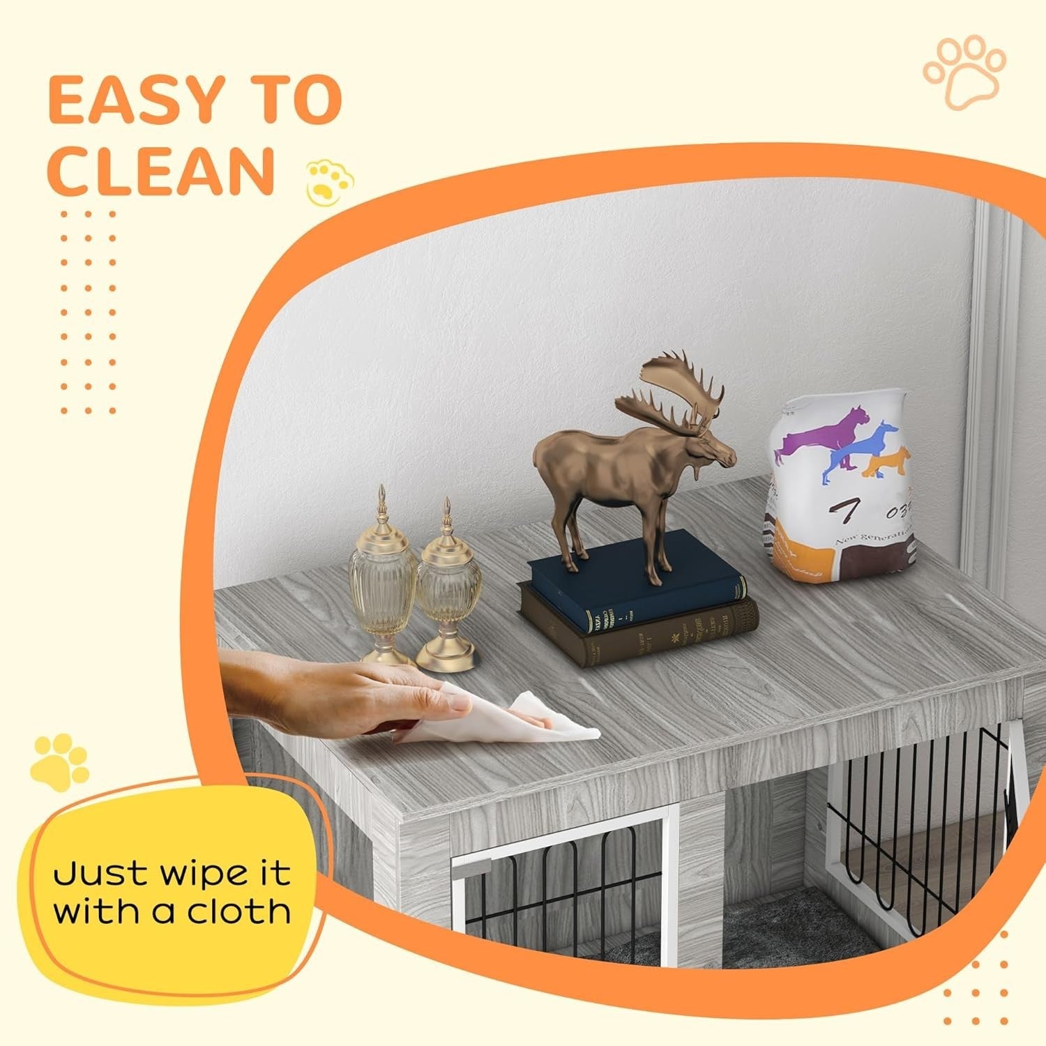 XL Indoor Dog Crate Furniture with Cushion | Large Dog Kennel & Side Table, 106c