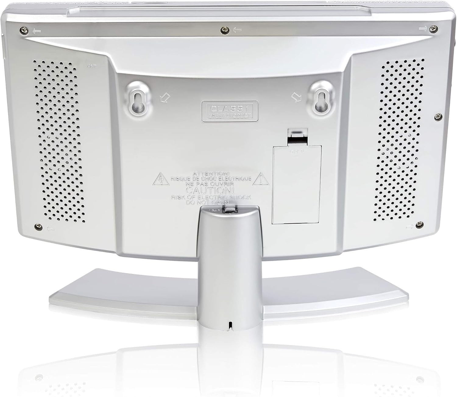 Mountable CD Player with FM Radio, Alarm Clock & Remote – Silver Hi-Fi System
