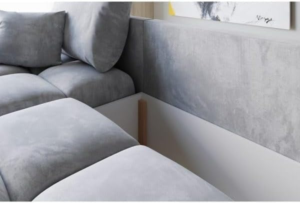 Cream L Shape Corner Sofa Bed with Storage & FREE Assembly – 5 Seater
