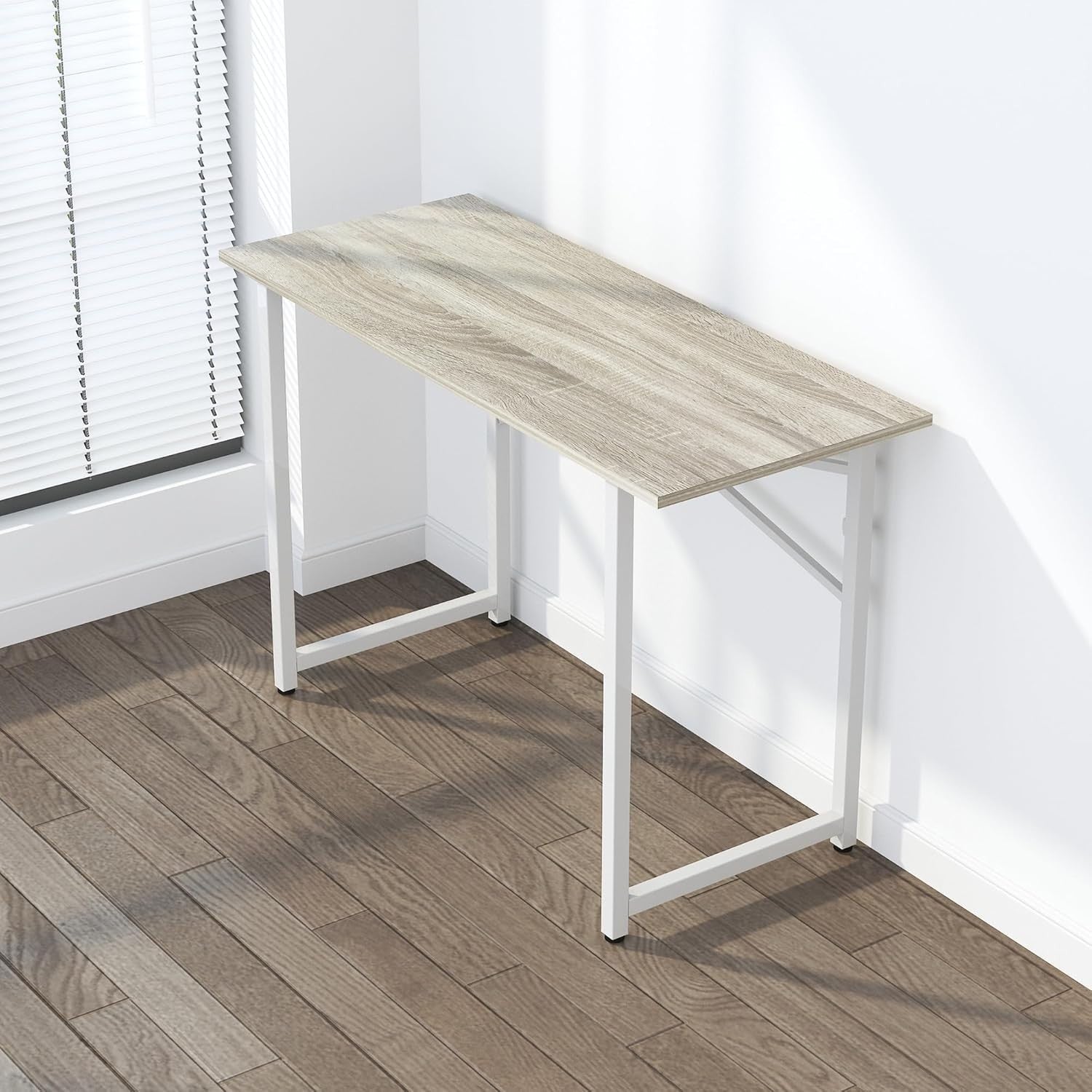 Beige Folding Desk 120cm No Assembly Required Home Office Computer Table