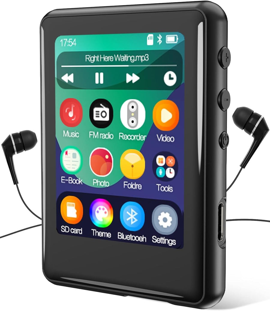 Bluetooth 5.3 MP3 Player 16GB Touch Screen FM Speaker 256GB