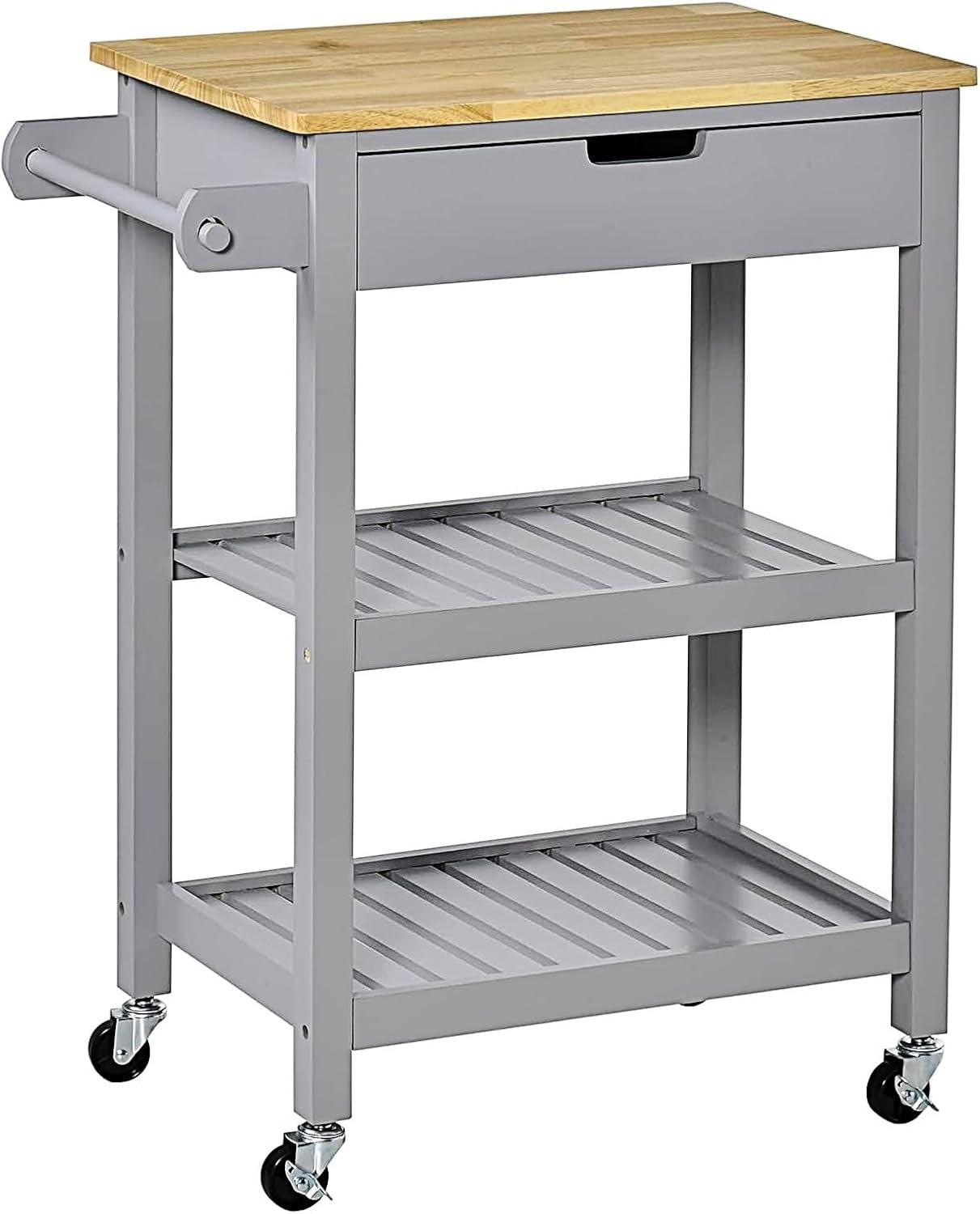 Kitchen Cart Island Trolley Rolling Storage Cabinet Drawer Shelves Wooden Top