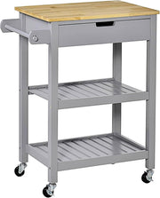 Kitchen Cart Island Trolley Rolling Storage Cabinet Drawer Shelves Wooden Top