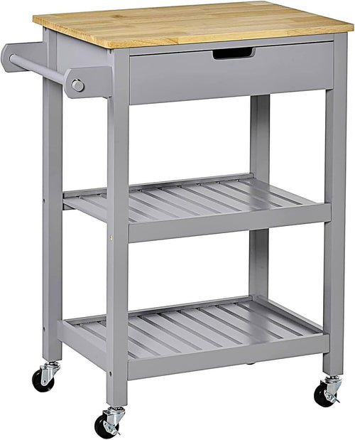 Kitchen Cart Island Trolley Rolling Storage Cabinet Drawer Shelves Wooden Top
