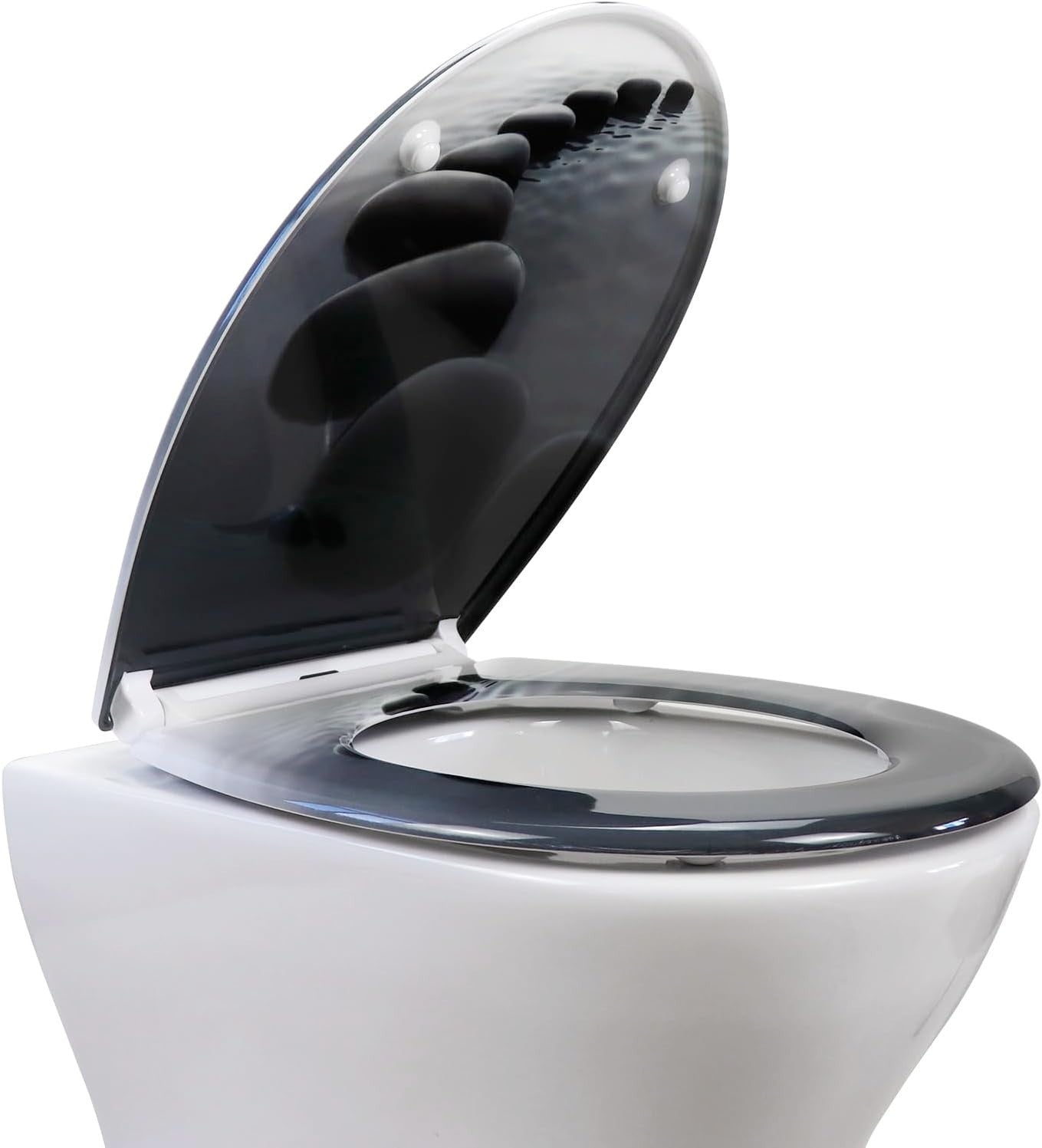 Stone Water Toilet Seat Soft Close Duroplast Quick Release Top Fix 45x37cm Oval