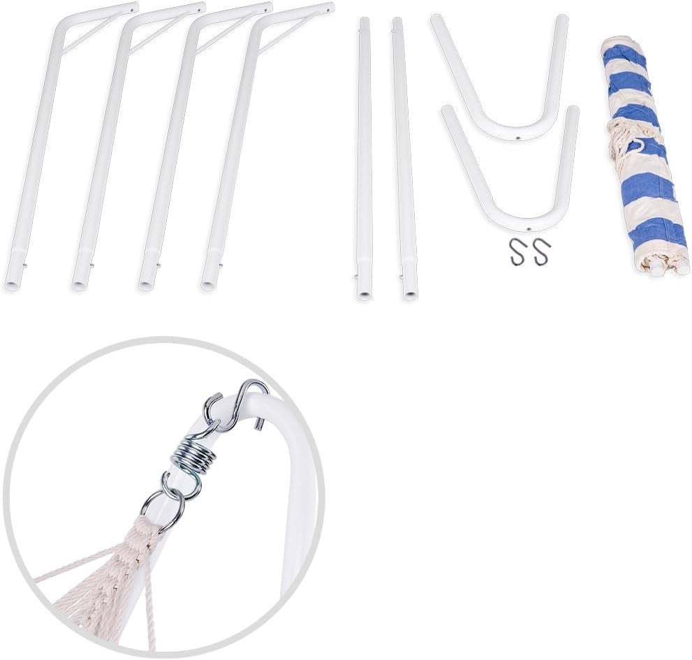 Blue Outdoor Hammock with Metal Stand | 1 Person 150kg Capacity | 200x80cm